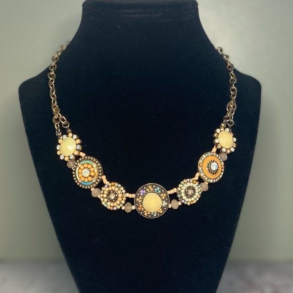 Source Unknown Jewelry - Gold Tone Multicolor Crystal Statement Necklace 16”-19” Adjustable